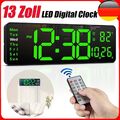 Große LED Digital Wanduhr mit Datum Temperatur Display Alarm Clock Fernbedienung