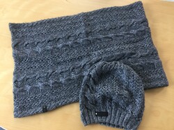 CODELLO Kombi Schal (Loop) + Mütze * Grau * Wolle (kratzt aber nicht)