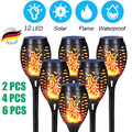 2/4x LED Solar Garten Lampe Leuchte Solarleuchte Beleuchtung Licht Fackel Flamme