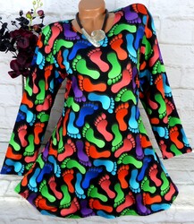 Tunika Bluse Shirt Top Kleid Lagenlook Designer A Linie Viskose Bunt  S 36 38