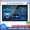 13.1" 6+128GB Carplay Android 14 Autoradio GPS Navi Für Smart Forfour Fortwo 453