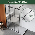 Walk in Dusche Schwarz Duschkabine Duschabtrennung 8mm NANO Duschwand 120x200cm