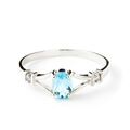 Natürlich Blau Topas Und Diamanten Edelstein Damen Ring 10k Weiß Gold Ring