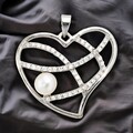 Anhänger Herz 925 Sterling Silber 1 Süßwasser Perle mit Zirkonia