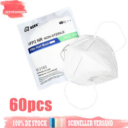 60x FFP2 Atemschutzmaske Schutz Maske Mundschutz Masken CE2163 Zertifiziert +box