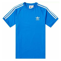 adidas Originals 3 Stripes Logo Tee Herren Trefoil Shirt Bluebird Blau Weiß