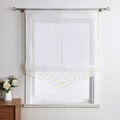 Raffrollo Raffgardinen mit Tunnelzug Bestickt Fenstergardine Modern Küche Weiß