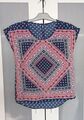 C&A Tunika Bluse Top Gr.34 Allover Muster Rundhals Ausschnitt bügelfrei neuw.