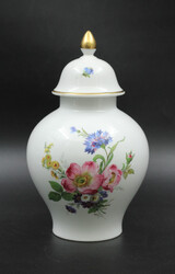 AK Kaiser Vase Deckelvase Nr. 891 Goldrand Blumenmotiv Porzellan H 25,5 cm