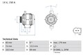 Bosch 0 986 047 910 Generator für CITROËN  passend für FIAT FORD PEUGEOT