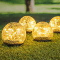 LED Solar Kugel Leuchte - 4er Set / Bruch Glas - Leuchte Deko Garten Terrasse