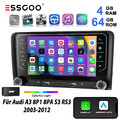 4G+64G DAB+ Für Audi A3 S3 RS3 8P 8V Carplay Android 14 Autoradio GPS WIFI Navi