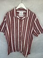 M&S Hemd Herren XL rot weiß gestreift Leinenmischung Kubanischer Kragen Sommer Freizeit