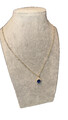 925 Sterling Silberkette Figaro Damen mit Anhänger Zirkonia Blau Schmuck 14g