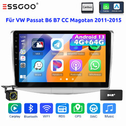 DAB+ Android 13 Carplay Autoradio 4+64G KAM Für VW Passat B6 B7 CC 2010-2015 GPS