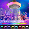 LED Ventilator RGB Deckenlampe Deckenventilator Dimmbar+Bluetooth Musik App