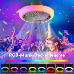 LED Ventilator RGB Deckenlampe Deckenventilator Dimmbar+Bluetooth Musik App