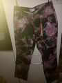 Sheego Hose schwarz pink Batikmuster Gr. 42 kurzgrösse