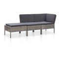 3-tlg. Garten-Lounge-Set Gartenmöbel Gartensofa mit Auflagen Poly Rattan Braun