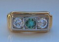 Brillantring Ring mit Smaragd Brillant 0,50 ct Art-Deco in 18Kt 750 Gold Gr.54