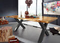 Baumkantentisch Massivholz Tisch Baum Esstisch Baumtisch X-Beine schwarz 200x110