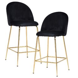 Barhocker 2er Set FineBuy Barstuhl Schwarz Samt Tresenhocker Küchenhocker 110 kg
