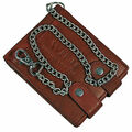 Wild Herren Geldbörse Leder Biker Brieftasche mit Kette Portemonnaie Geldbeutel