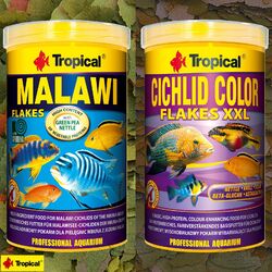 (13,40€/L) Tropical Malawi Flakes + Cichlid Color Flakes XXL je 1000ml (je 1L) #