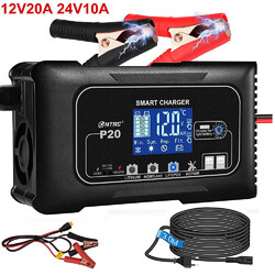 Auto Batterie Ladegerät 12V-20A 24V-10A Lithium LiFePO4 AGM GEL SLA Reparatur