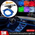 3M/5M Auto LED Ambientebeleuchtung Innenraumbeleuchtung USB Lichtleiste PKW DE