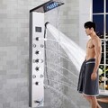 Gebürstetes Nickel Edelstahl Duschpaneel Turmsystem mit LED Regenfall Duschkopf