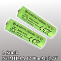 2x AA 1200mAh 1,2V Ni-MH/NiMH Wiederaufladbar Ersatzakku Solarleuchten 2er Pack
