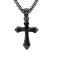 Damen Herren Halskette Anhänger Kreuz Edelstahl 55cm Kette Hip Hop Rock Schmuck