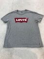 Levi's T-Shirt grau Herren XL normale Passform Logo Design kurzärmelig Baumwolle