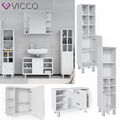 Badmöbel Spiegelschrank Waschbeckenunterschrank Hochschrank Set 4tlg Fynn Vicco 