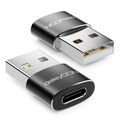 2x USB Adapter Stecker ALU USB-C Ladeadapter Konverter USB A auf USB C Buchse
