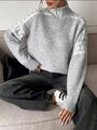 sheIn Pullover Pulli Sweater Langarm-Pulli Grobstrick-Pullover Norweger XS-L