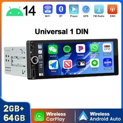 6.86" Autoradio 1DIN Apple Carplay Android 14 2+64G IPS TouchScreen GPS USB WIFI