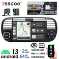 Autoradio 2+64G Android 13 Carplay GPS Navi RDS WIFI +Kam Für Fiat 500 2007-2015