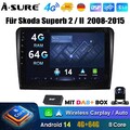 DAB+ 4+64G Android 14 AutoRadio Carplay FM GPS Kam Für Skoda Superb II 2008-2015