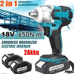 3 in 1 Akku-Schlagbohrschrauber 18V Akkuschrauber Set in Koffer Mit 2 5,5Ah Akku