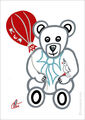 JACQUELINE DITT - Teddy, Red Ballon a.Bird - Ess Original Druck Grafik sign. Bär