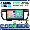 Android 14 AutoRadio Carplay Bluetooth 5.0 DAB+ Kam für Honda Accord IX 2013-17