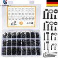 1225x M2 M3 M4 M5 Imbusschrauben Muttern Unterlegscheibe Sortiment Set Schwarz