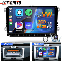 2+64GB 9" Autoradio Android 13 GPS für VW Golf 5 6 Touran Polo Passat Tiguan KAM