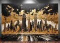LEINWAND BILDER XXL ABSTRAKT SCHWARZ GOLD NEW YORK MANHATTAN USA WAND POSTER