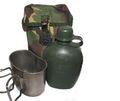 Niederländische Armee Feldflasche mit MOLLE Tasche und Edelstahl Becher NL Tarn