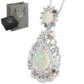 Echter äthiopischer Opal Saphir Topas 925 Silber Kette mit Anhänger Edelstein