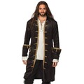 Piratenjacke für Herren Größe M,L,XL,XXL schwarzer Piratenmantel mit Goldborte