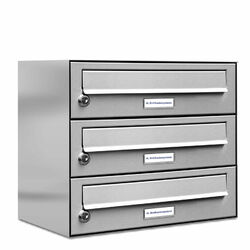 3er Premium V2A Edelstahl Briefkasten Anlage Außen Wand Design Postkasten 1x3 L